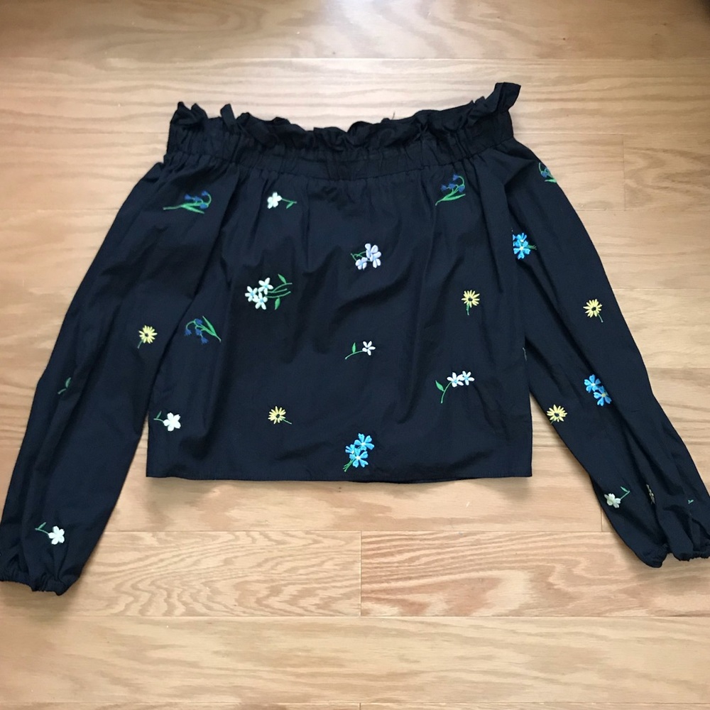 TOPSHOP Bardot Embroidered Top
